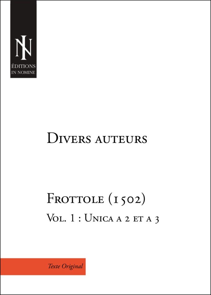 FROTTOLE (1502) - VOL. 1